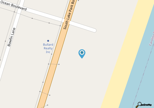 Oceanfront Carolina Beach Rentals close to the Tiki Bar map location