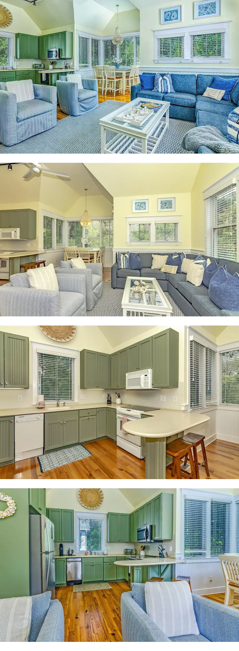 Reverse floor plan cottage with screened...